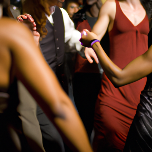 תמונה של קבוצת אנשים מגוונת רוקדת על רחבת ריקודים